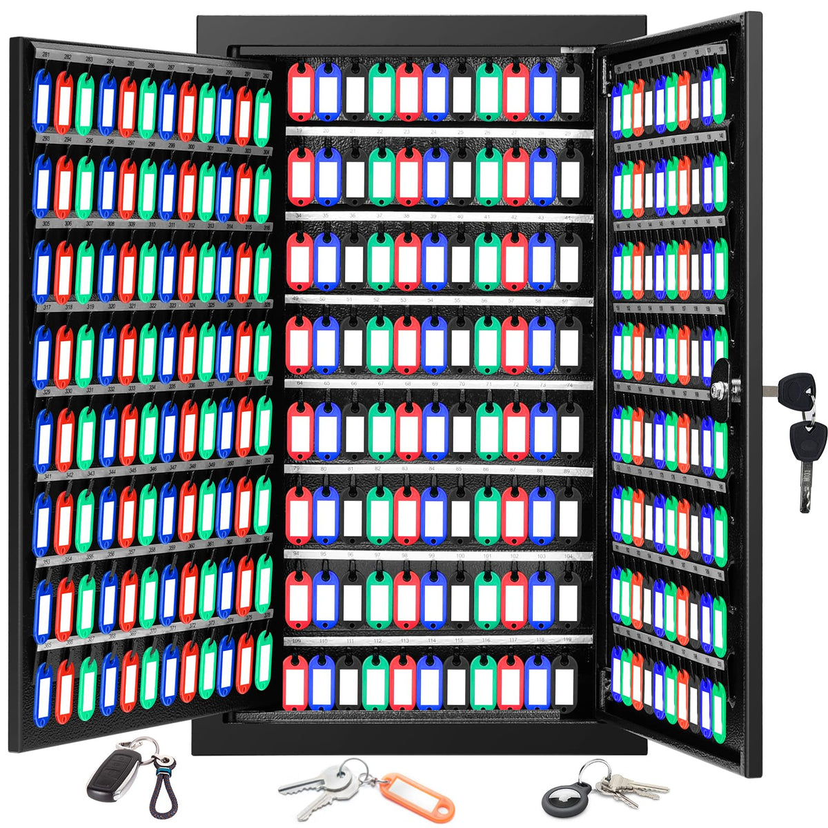 376 Keys Page Flip Key Lock Box Wall Mount with Numbered Hooks & - Image 1