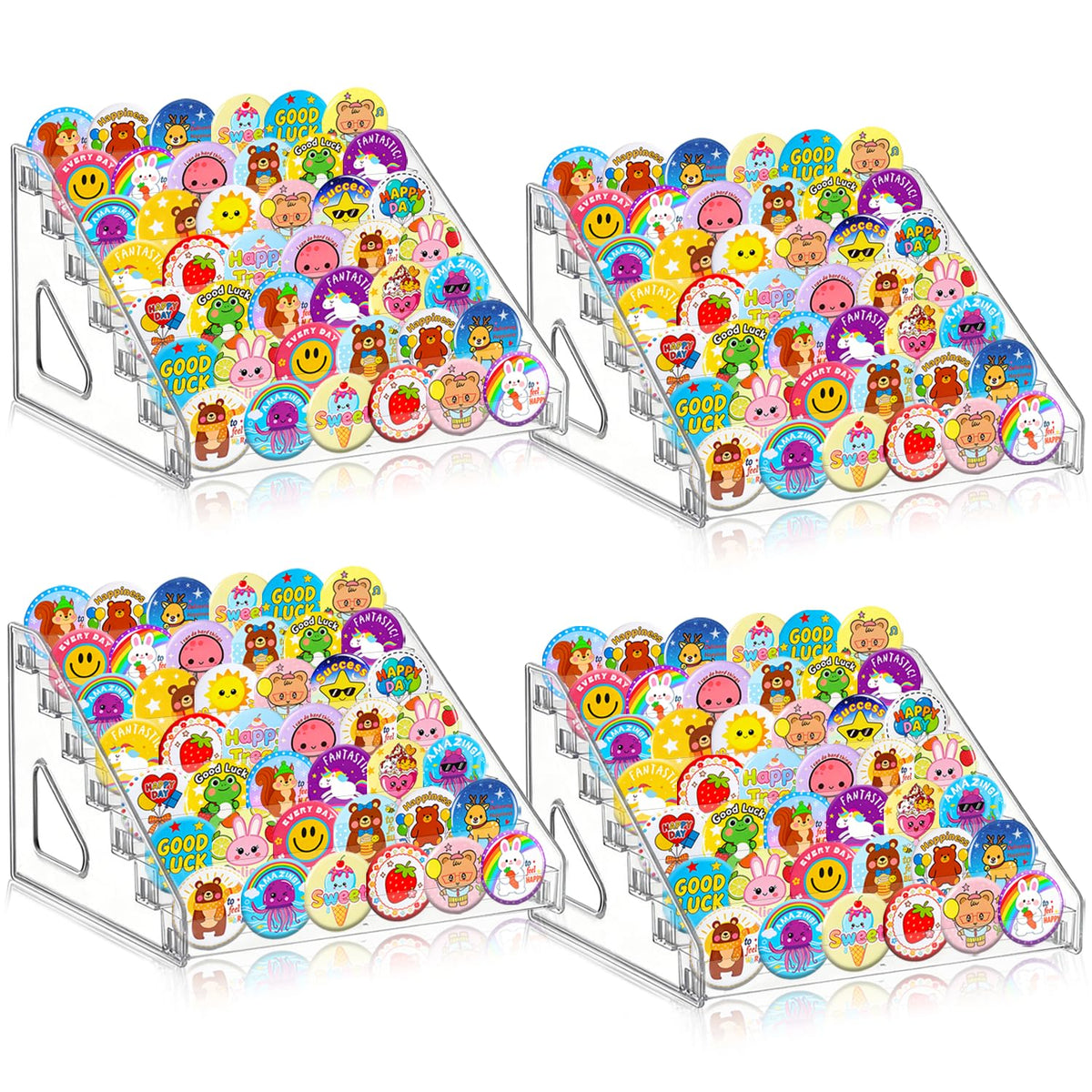 4 Pack 7 Tier Clear Acrylic Display Stand with Fence | All Products - Image 1