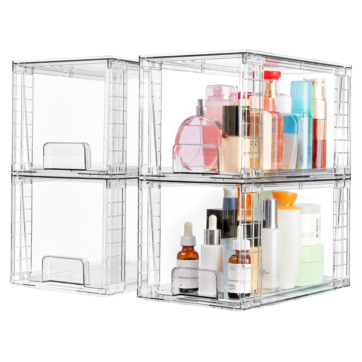Vtopmart 4 Pack Large Stackable Storage Drawers, Clear - Image 1