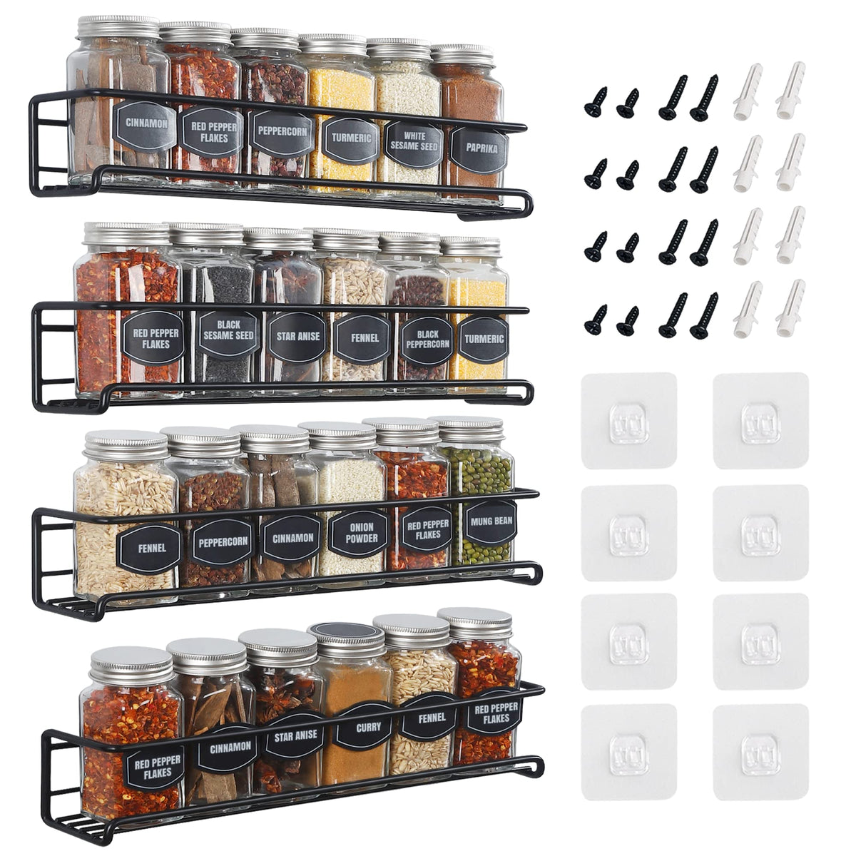 Spice Rack Wall Mounted 4 Tier – Space-Saving Kitchen - Image 1