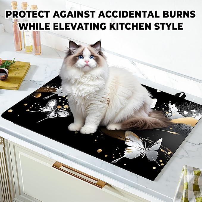 Stove Top Cover for Home Decoration Kitchen Pad Washable Cooktop Covers Countertop Stove Protector Mat for Home Kitchen Cooktops (butterfly, 28"x20")
