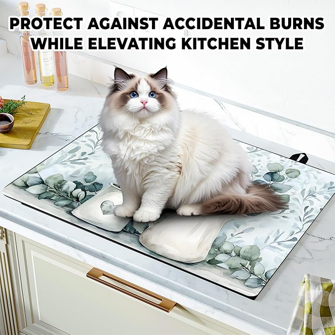 Stove Top Cover Flower Gas Stove Top Cover for Home Decoration Kitchen Pad Non-Stick Washable Cooktop Covers Countertop Protector Keep Stove Clean (Vase, 28L"x20W")