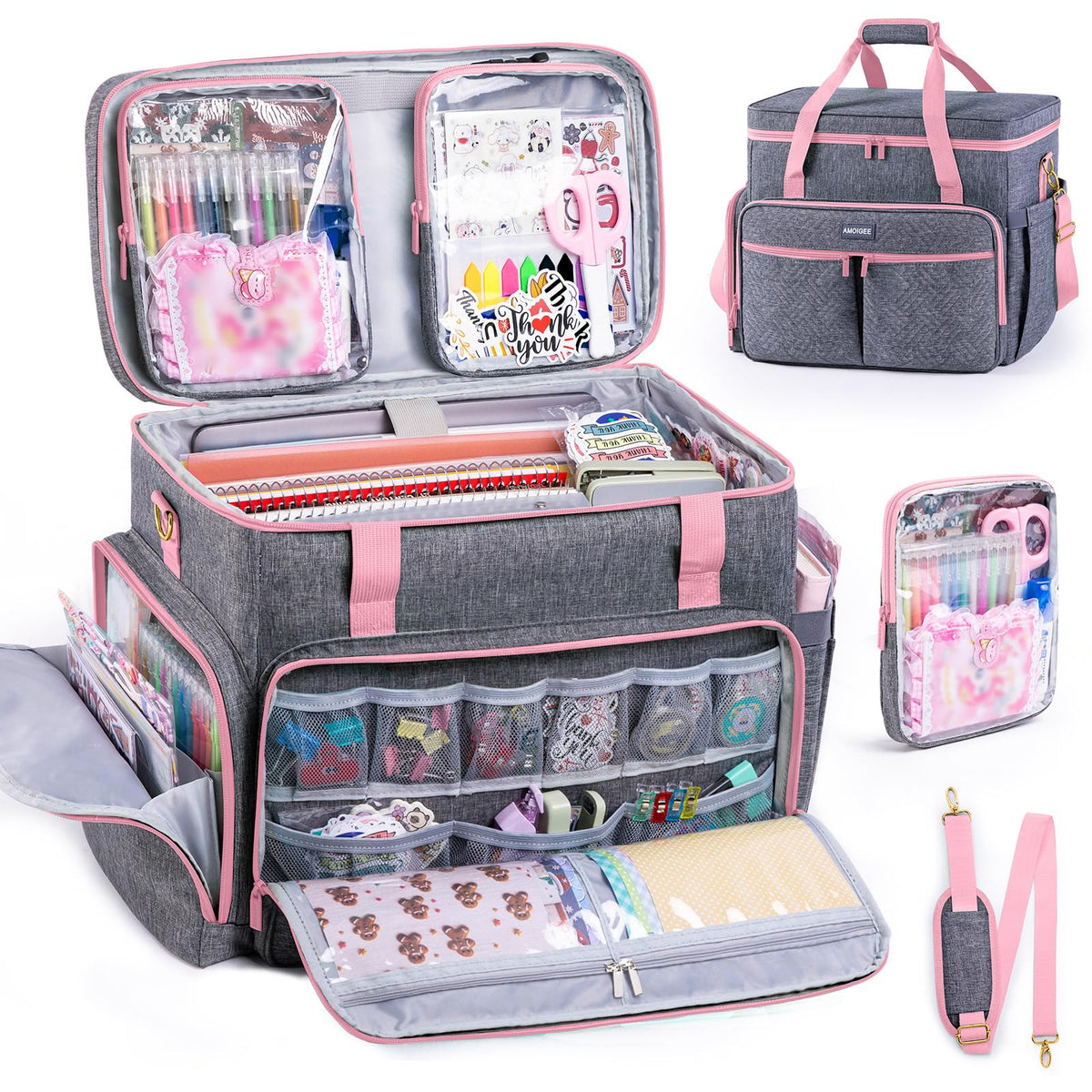 AMOIGEE Large Craft Bag Organizer for Scrapbooking, Sewing - Image 1