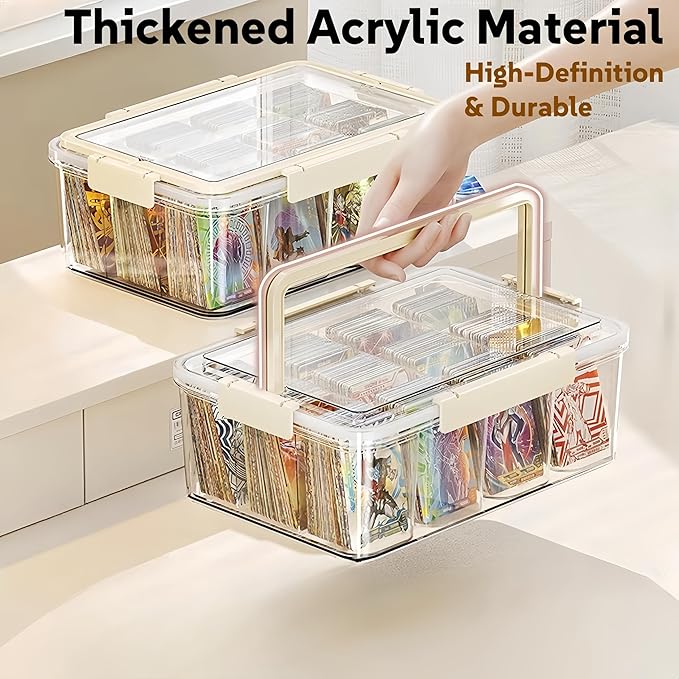 (2026 New) Craft Organizers And Storage With 12 Compartment,Acrylic Organizer Containers With Lids,Clear Bead Organizers And Storage With Handle,Airtight Sewing Box.4 Removable Inner Box. (Clear)