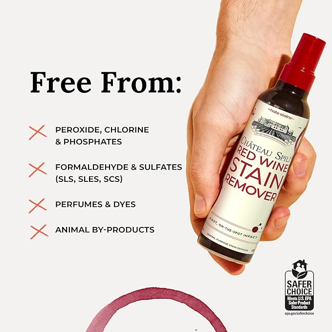 Chateau Spill Wine Stain Remover Spray - Clothes & Laundry Stain Remover - Wine Carpet Cleaner - EPA Safer Choice Certified - 4 Fl Oz (Pack of 2)