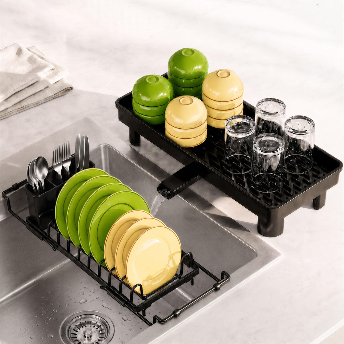 Over Sink Dish Drying Rack - Expandable 14"-22" Small Dish - Image 1