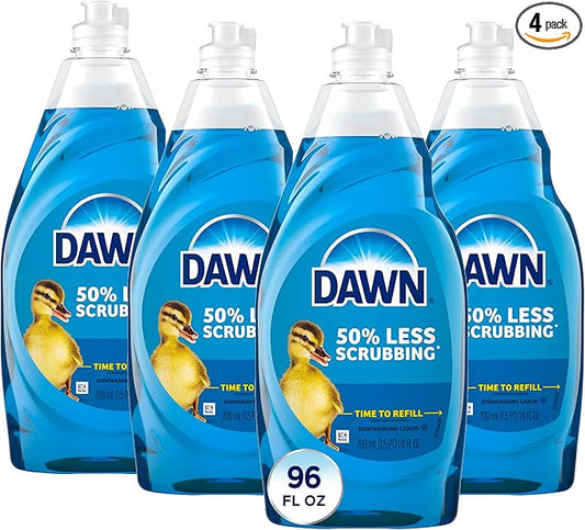 Dawn Ultra Dish Soap, Dishwashing Liquid, Original, Dish Soap Liquid, Dish Soap Refill, 4x24 Fl Oz Bundle