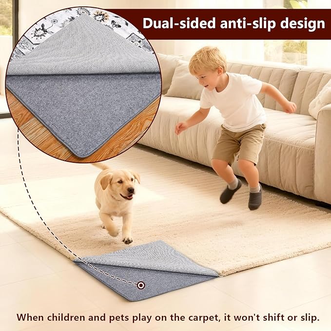Non Slip Rug Pad Gripper, 6 x 9 Ft Extra Thick Foam Under Area Rug Carpet Pads for Any Hard Surface Floors, Keep Your Carpets Safe and in Place, Prevent Rug from Wrinkling or Buckling