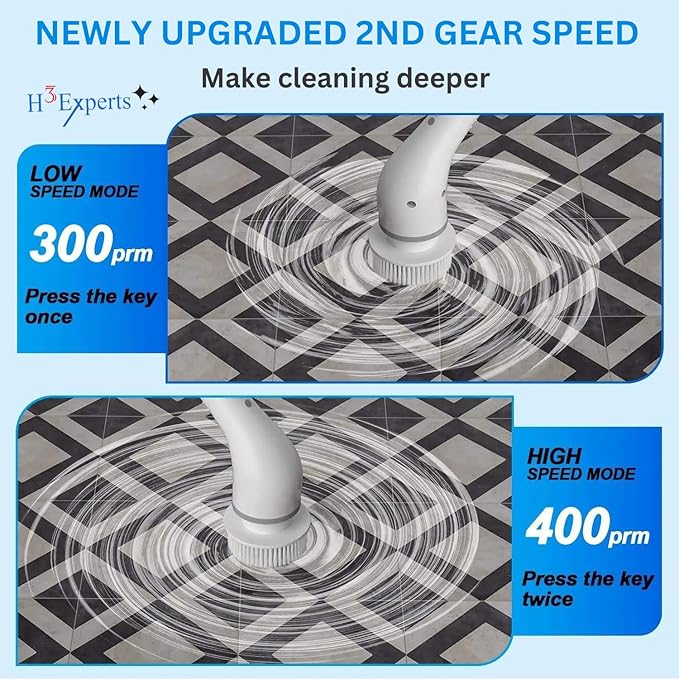 Electric Spin Scrubber 8-in-1 with MOP Clip - Adjustable Extension Arm & 8 Replaceable Brushes - Cordless Cleaning Power Shower Grout Scrubber for Kitchen, Bathroom, Tub, Tile, Floor