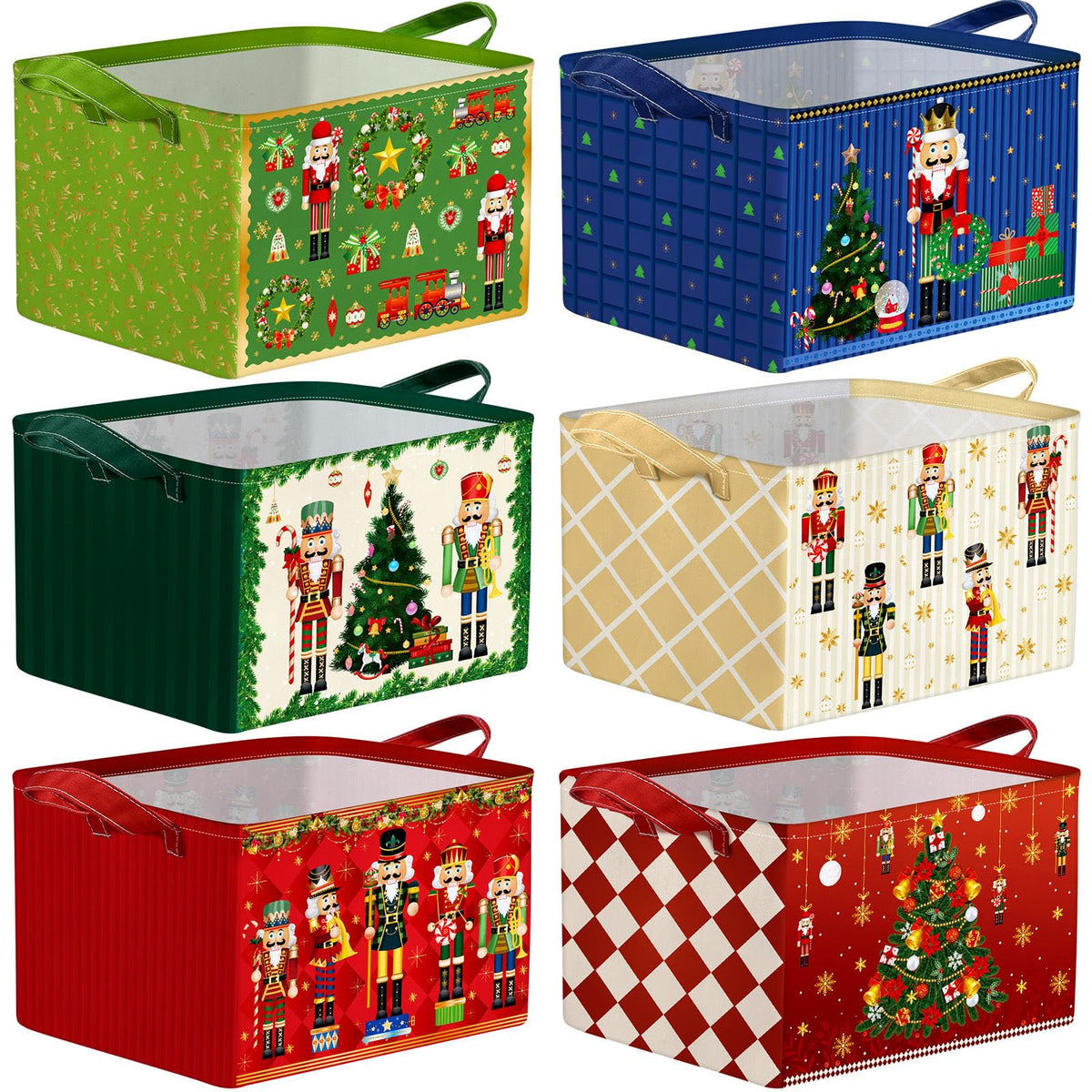 6 Pcs Christmas Storage Bin Collapsible Christmas Basket - Image 1