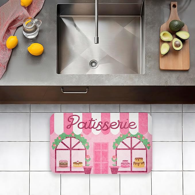 Patisserie Kitchen Baked Goods Anti-Fatigue Floor Mat, Ergonomic Cushioned Kitchen & Standing Mat with Non-Slip Backing, Eco-Friendly Comfort Mat, Design by Lil' Rue, 30"x18"