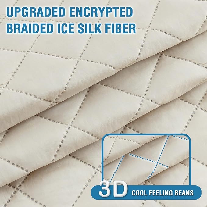H.VERSAILTEX Summer Cooling Mat & Sleeping Pad, Breathable Cooling Mat for Dogs with Non-Slip Design, Cooling Dog Couch Cover Ice Silk Fiber, Couch Cover for Dogs Washable(32" x 74", Beige)