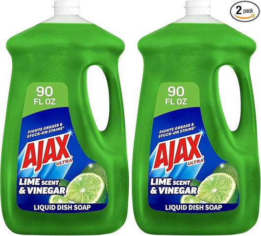 Ajax Dish Soap, Liquid, Vinegar and Lime | 90 oz Bottle | Pack of 2 | Ultra Formula