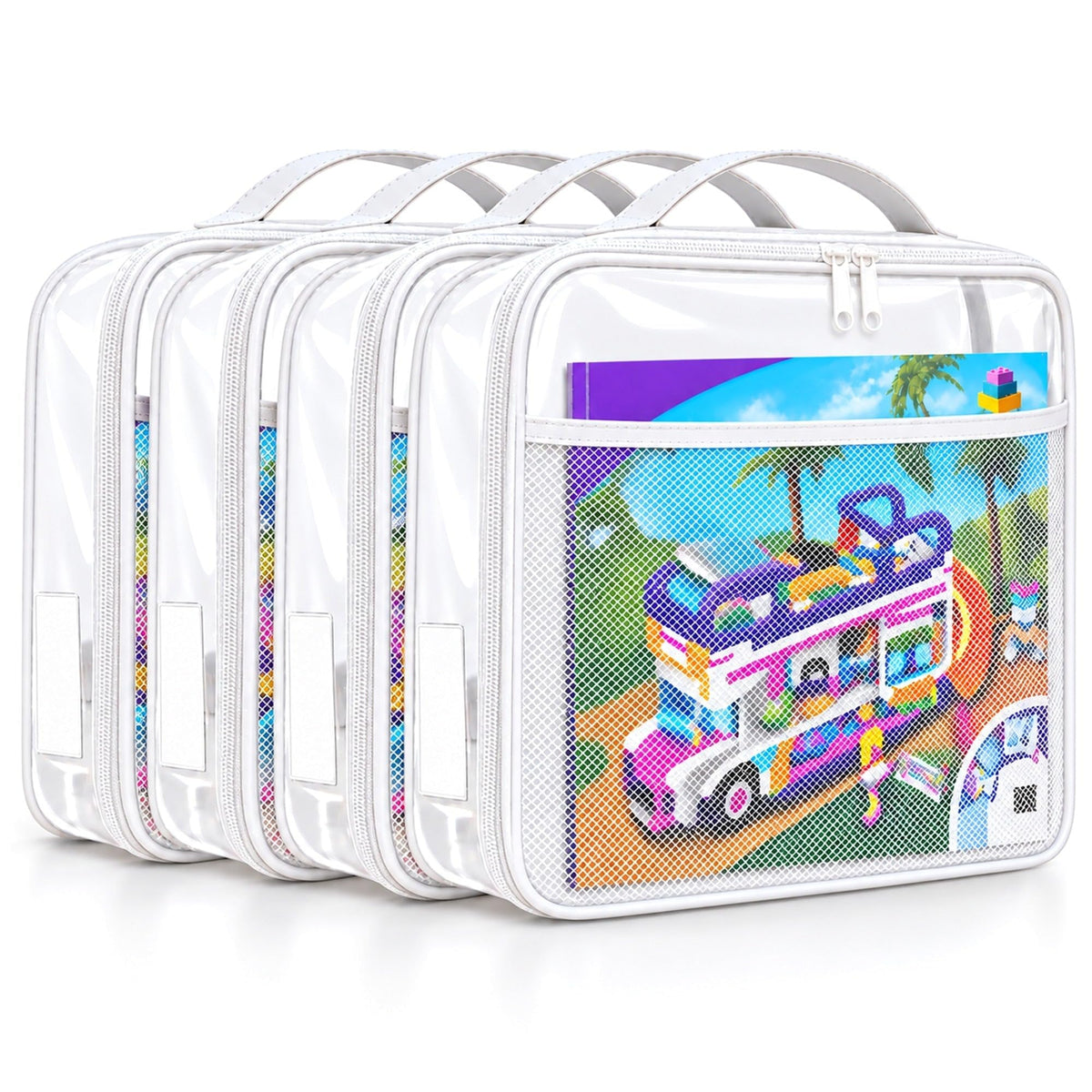 Clear Toy Storage Bags with Zipper, 4 Pack Building Block - Image 1