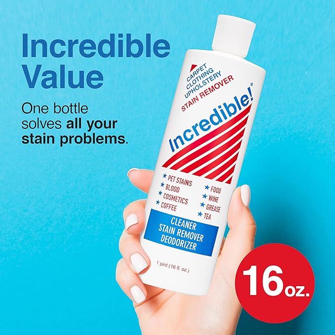 INCREDIBLE! Stain Remover For Clothes, Laundry, Carpets, Mattress & Upholstery, 16.oz (Pack of 3)