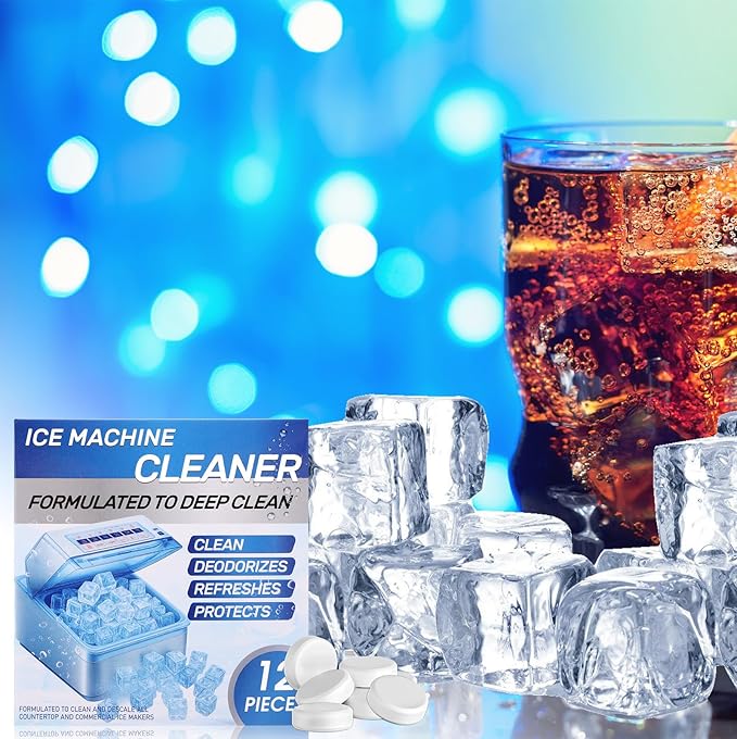 2 Pack 24 Pcs Ice Machine Cleaner Tablets Descaler, Clean Tablets for Ice Makers, Scale Remover for Countertop, Deep Cleaning, Remove Odor