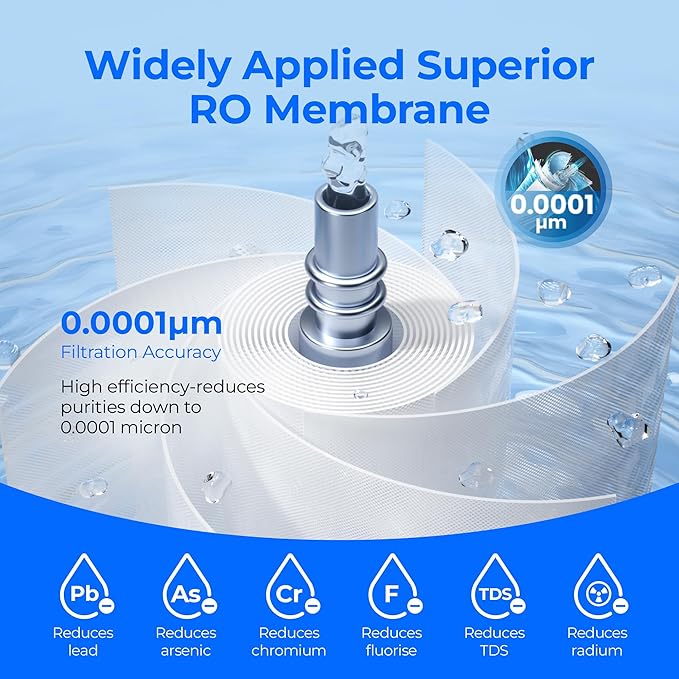 Waterdrop WD-G3-N2RO Replacement Filter, NSF/ANSI 372 Certified, Replacement for WD-G3-W 400 GPD Reverse Osmosis System, 2-year Lifetime