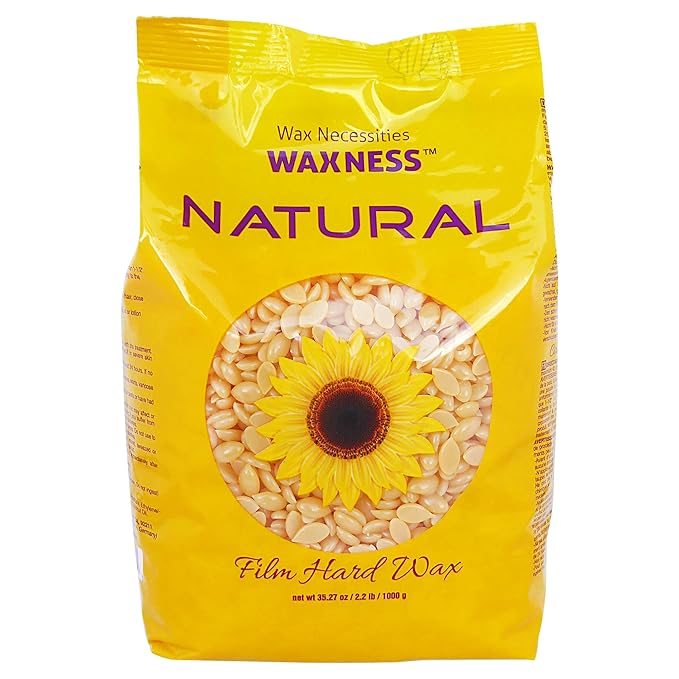 Waxness Film Hard Wax Beads Natural 2.2 lb (1 kg) – Stripless Professional Hard Wax for Face & Body, Smooth Application, Suitable for Sensitive Skin – Made in Italy