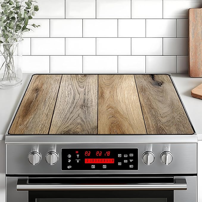 Stove Top Cover for Home Decoration Kitchen Pad Washable Cooktop Covers Countertop Stove Protector Mat for Home Kitchen Cooktops (Wood grain, 28"x20")