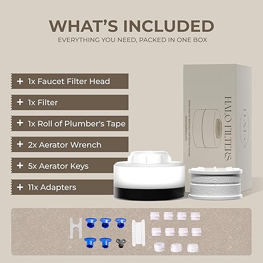 Faucet Filter – Bathroom Sink Faucet Filter for Men & Women’s Skincare, Vitamin C–Infused, Reduces Chlorine, Advanced Filtration for Hydrated Skin, Hard Water Softener (Black)