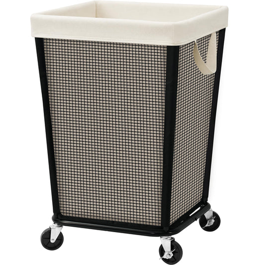 160L Rolling Laundry Hamper with Wheels, Laundry Basket, Beige - Image 1