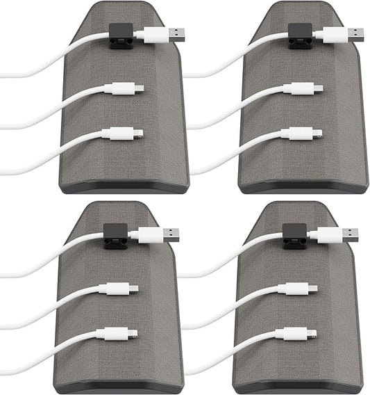 CHARGEWORX Magnetic Cable Organizer – 4 Pack - Weighted Non-Adhesive Cord Holder with 3 Magnetic Clips for USB-C, Lightning & MagSafe Cables – Desk, Office & Nightstand Cable Management