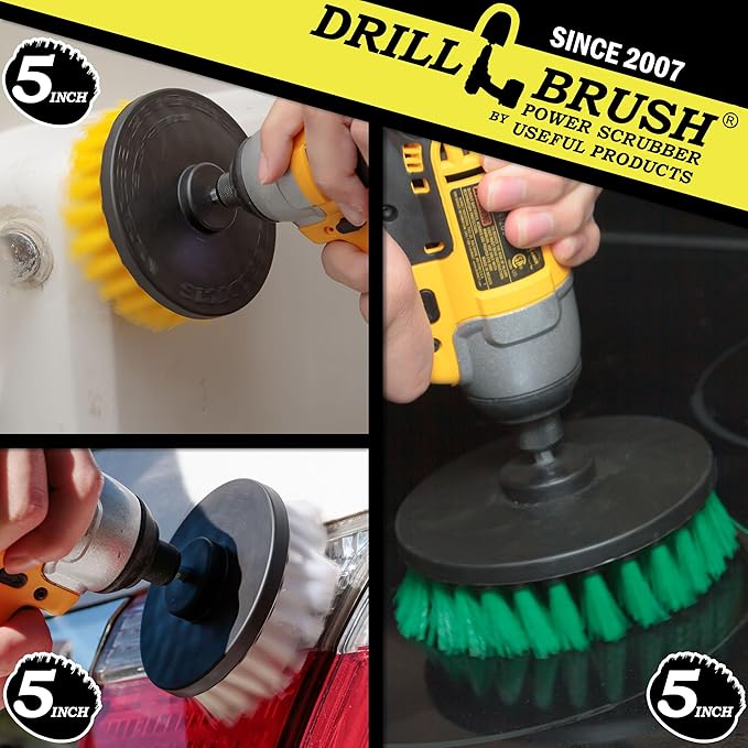 House Cleaning - Kitchen Tools - Shower Cleaner - Bathroom Accessories - Drill Brush - All Purpose Spin Brush Cleaning Kit - Stove-top, Oven Rack, Sink, Tile and Grout - Shower Door - Glass Cleaner