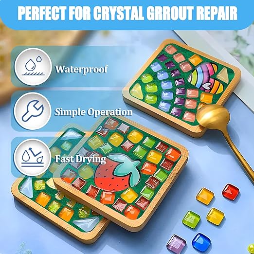 Mosaic Crystal Grout, Mosaics Tile Tools, Mosaic Tile Accessories – Essential for Handmade Grouting and Perfect for DIY Craft Projects (Green, 8.8oz)