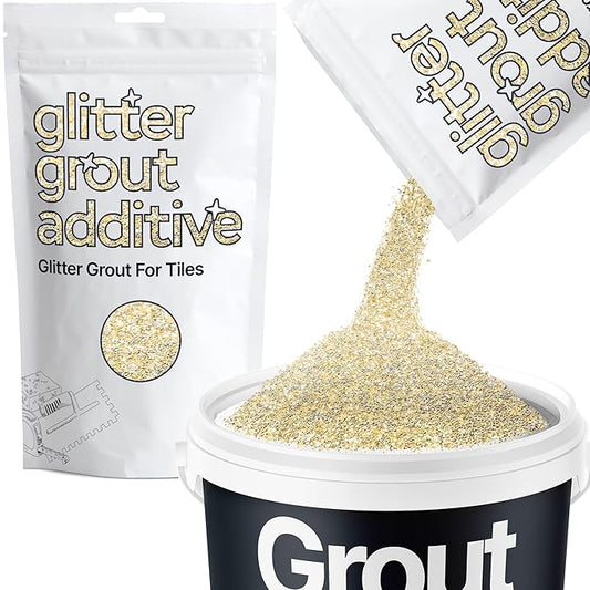 Hemway | Glitter Grout Tile Additive 100g for Tiles Bathroom Wet Room Kitchen | Easy to use - Add / Mix with Epoxy Resin or Cement Based Grout | Temperature Resistant (Champagne)