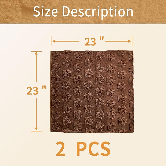Waterproof Couch Cover for Dogs Washable,Fuzzy Pet Couch Covers for Sofa,Thick Soft Dog Mat Non-Slip Couch Covers for 3 Cushion Couch Sofa Pet Friendly (Brown, 23 * 23(2pcs))