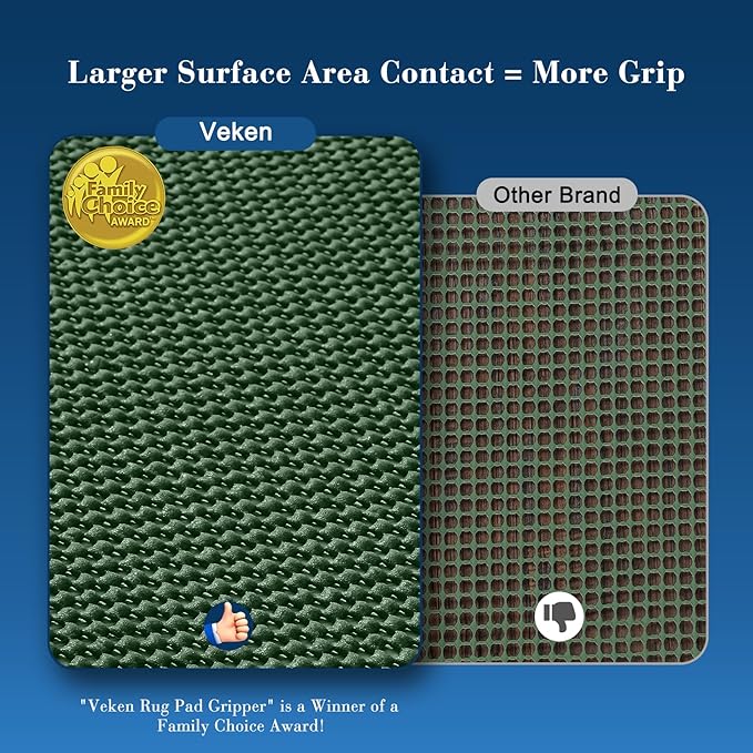 Veken Runner Rug Pad Gripper for Hardwood Floors, Non Slip 2x8 Ft Dark Green Rug Pads for Area Rugs, Thick Rug Grippers for Tile Floors, Under Carpet Anti Skid Mat, Keep Your Rugs Safe and in Place