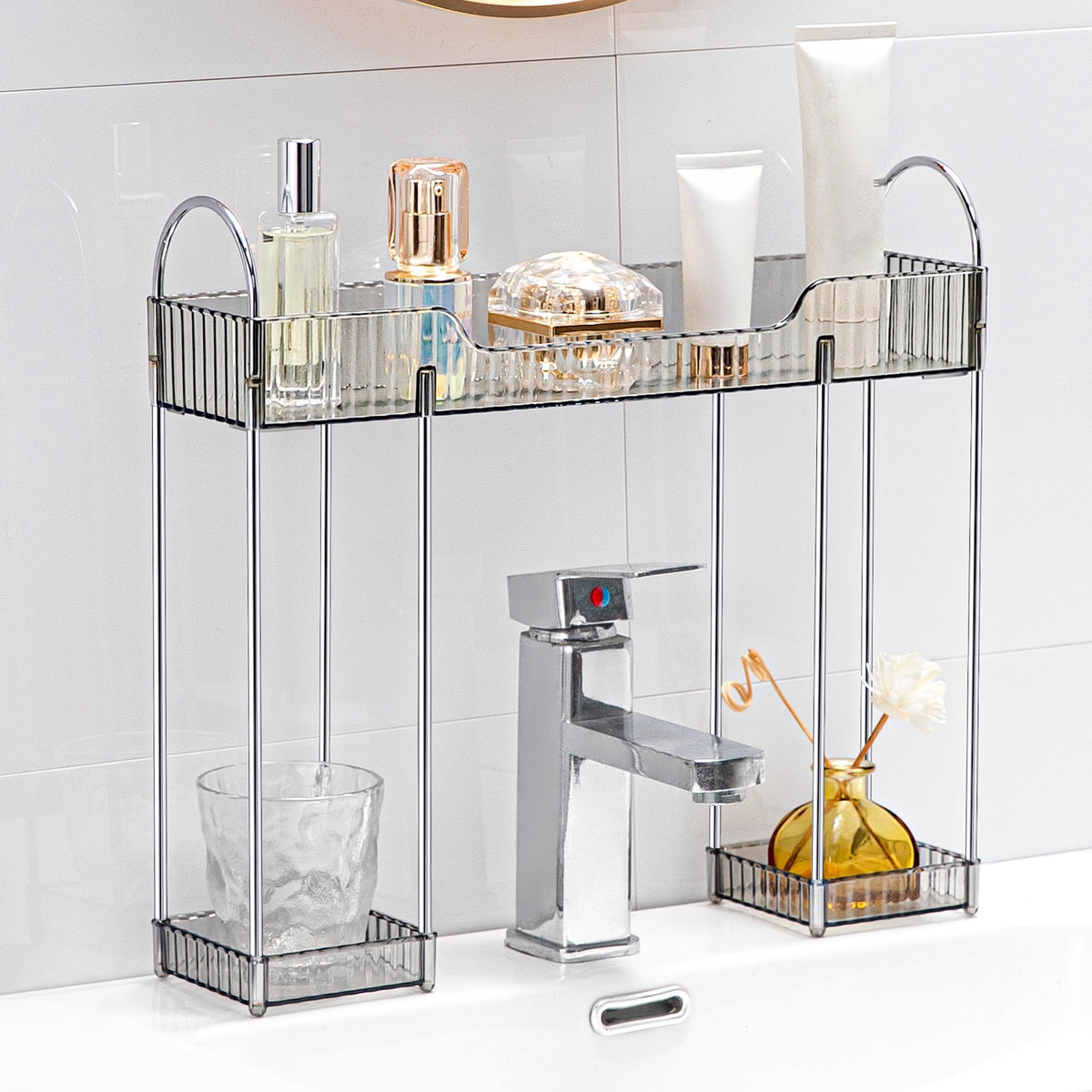 YCIA&DONE Bathroom Countertop Organizer Over The Faucet, Narrow - Image 1