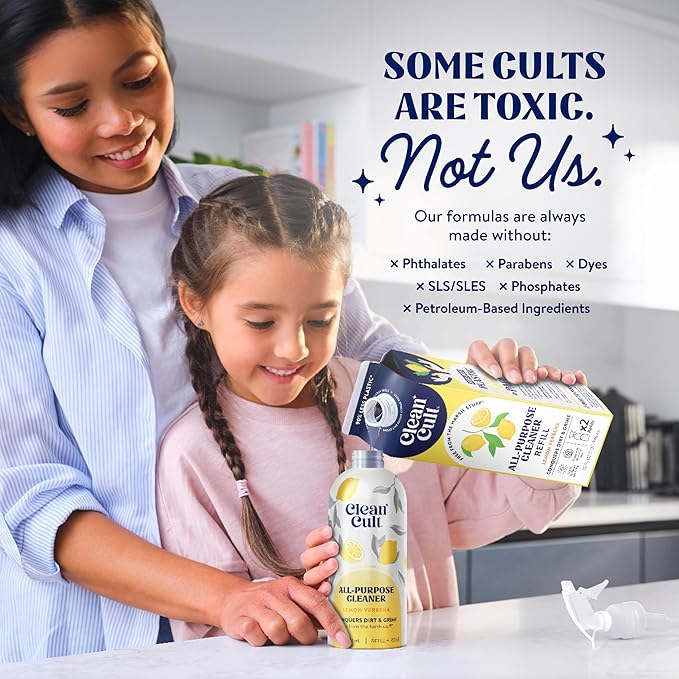 Cleancult - Lemon Verbena - All Purpose Cleaner - Refillable Aluminum Bottle - Cleaner Spray that Removes Dirty & Grime - 16 oz - 1 Pack