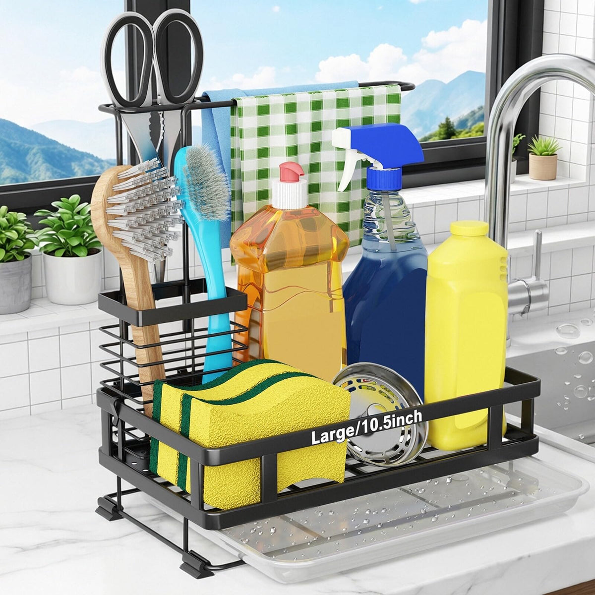 Godboat Kitchen Sink Organizer with Brush Rack - Sink Caddy - Image 1