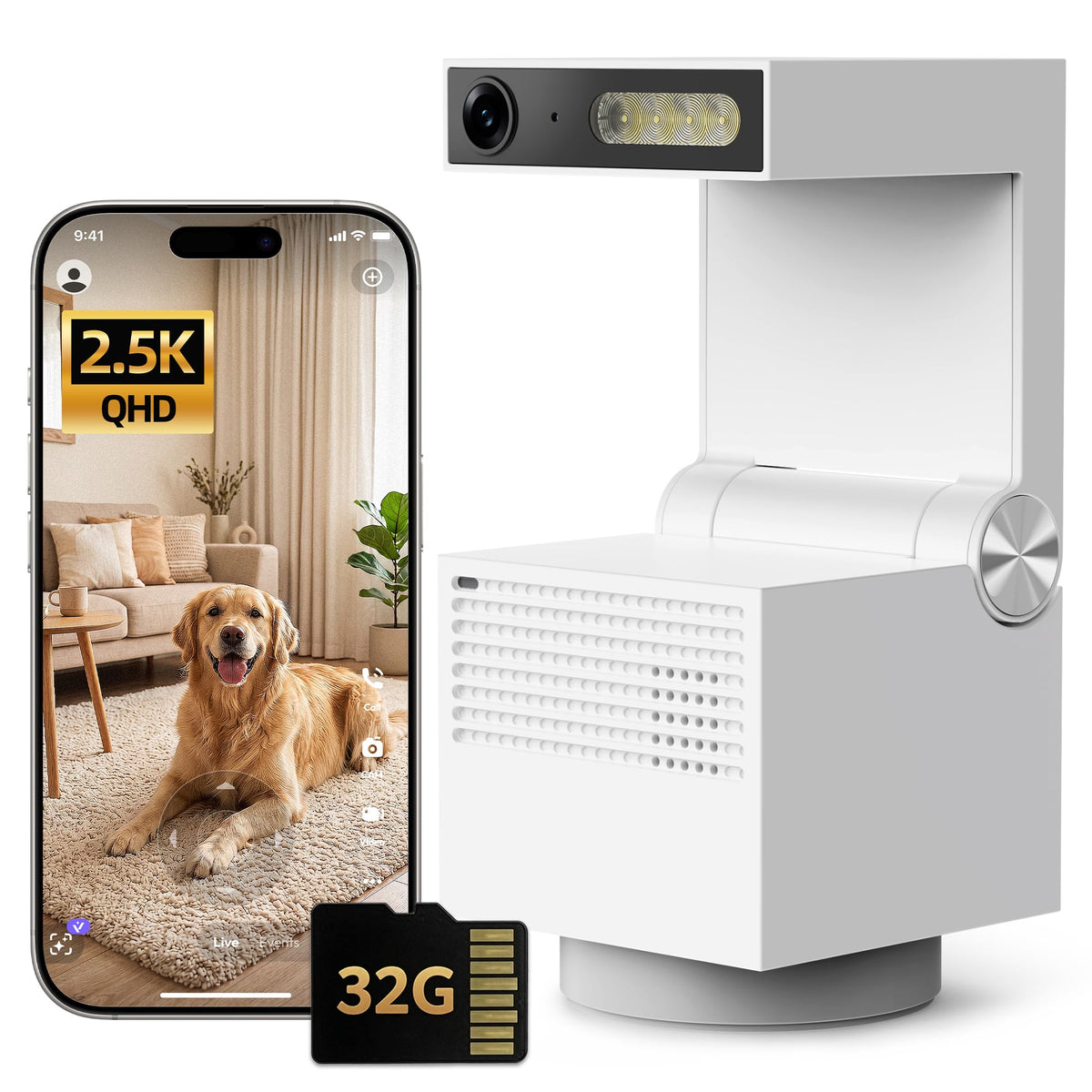 Genie S 2.5K Pet/Dog/Cat Camera, No Subscription Required - Image 1