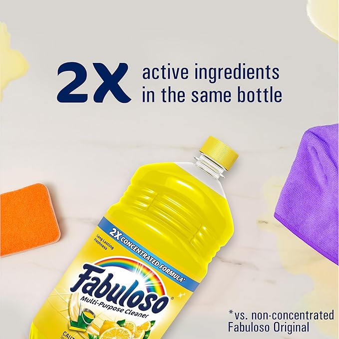 Fabuloso Multi-Purpose Cleaner 2X Concentrated, Refreshing Lemon- 56 fl oz(Pack of 6)