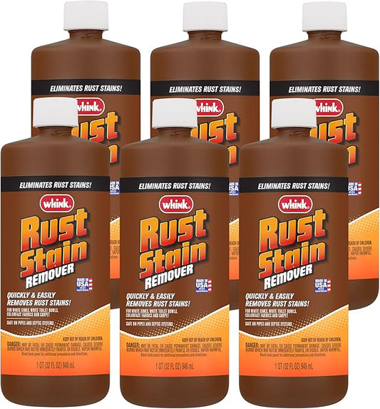 Rust-Oleum Whink Rust Stain Remover | Heavy-Duty Iron Stain Remover For White Toilets & Sinks, Colorfast Fabric & Carpets | 32 oz | 6 Pack