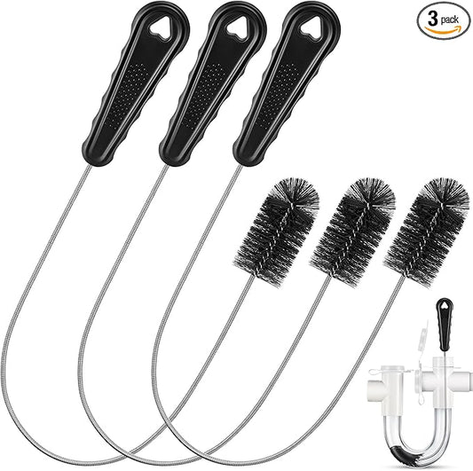 3 Pcs Condensate Trap Flexible Drain Brush, 16 Inch AC Drain Line Cleaning Brush for AC & HAVC Condensate P Trap, Black