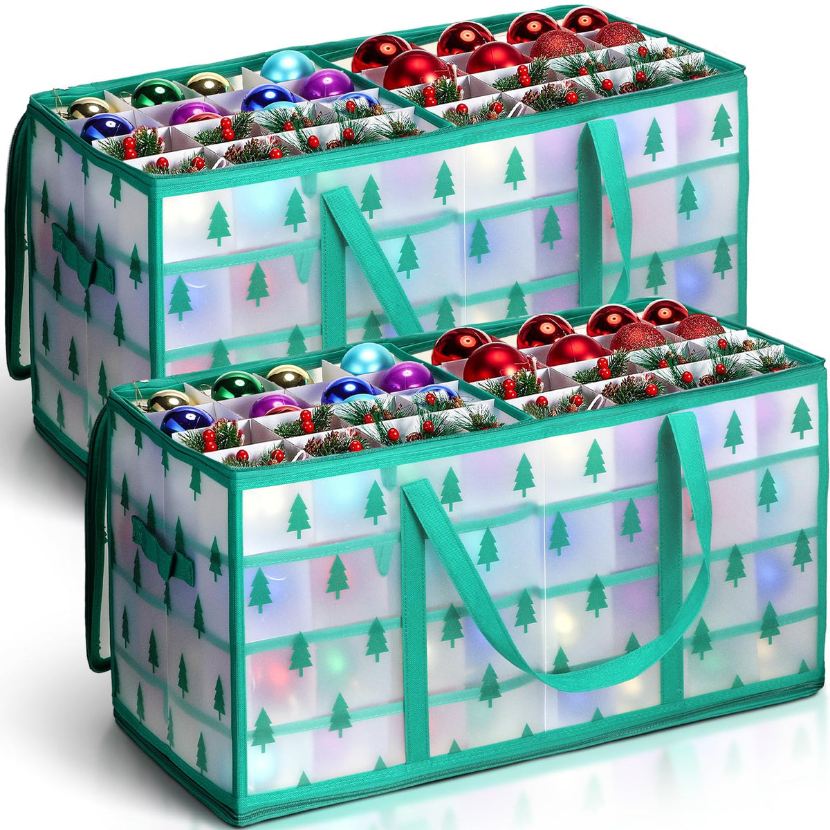 Hosuly 2 Pcs Plastic Christmas Ornaments Storage Box - Image 1