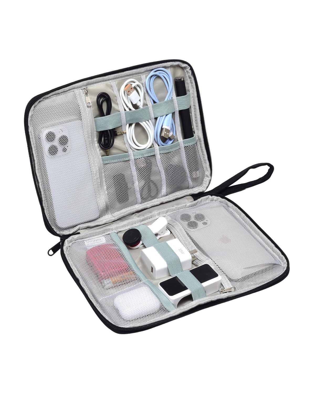 Electronics Travel Organizer Case for Chargers and Cords Black - Image 1