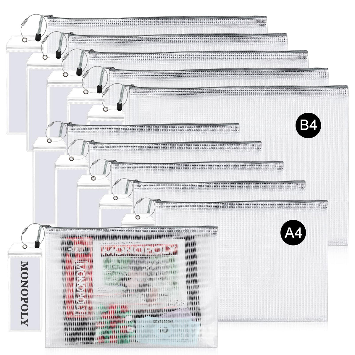 Board Game Storage Kit with 12 Sets of Zipper Pouch Bags - Image 1