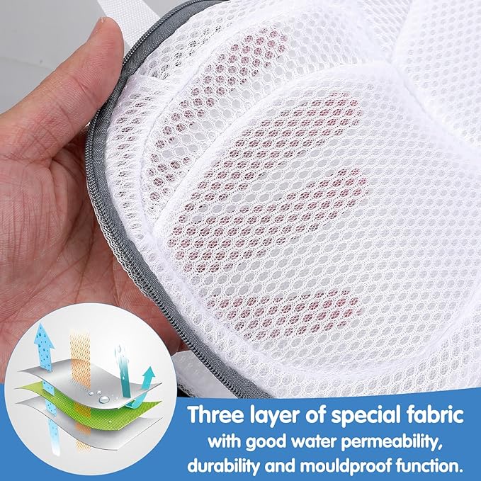 2 Pcs Laundry Bag for Bras, Bra Bag For Washing Machine, White Protective Mesh Wash Bags, Durable Bra Wash Bags with Zipper Closure for Machine Washing Delicates and Lingerie Care