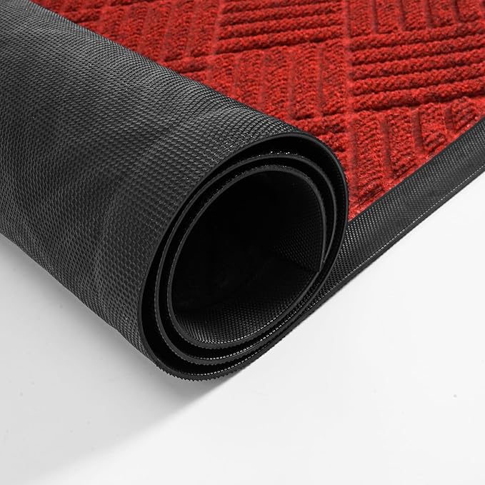 tonchean Front Door Mat, 60" x 36" Heavy Duty Indoor Outdoor Doormat, Non-Slip Door Mat Indoor Entrance, Rubber Backing Low Profile Mat, Commercial Entrance Doormat for Patio Porch, Red