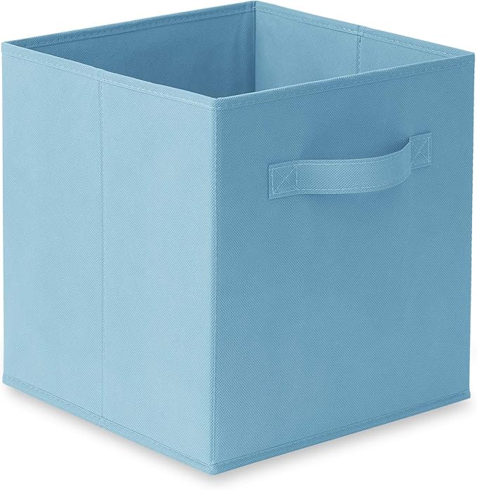Casafield Set of 6 Collapsible Fabric Cube Storage Bins, Baby Blue - 11" Foldable Cloth Baskets for Shelves, Cubby Organizers & More
