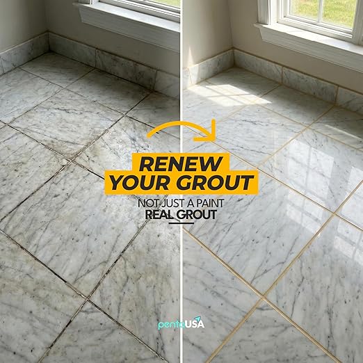 Tile Grout Repair Kit - Cream/Ivory - Premixed Acrylic Sanded Grout, Waterproof Formula, Bathroom & Shower Grout Repair, with Plastic Applicator, 13.4 oz / 380 g / 0.84 lb