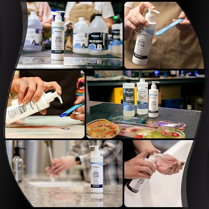 Promise Epoxy Resin Quick Clean Remover 8 oz - Ideal for Removing Uncured Resin, Cleaning Work Surfaces, Tools & Mold Cleaner with Eco-Friendly Formula – Perfect for Cleaning Tools