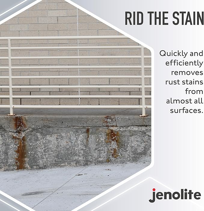 JENOLITE Rust Stain Remover 500 ml (16.9 fl oz) for Patios, Sinks, Toilets, Walls & Sidings. Fast-Acting Spray-On Cleaner & Wipe-Off Solution for Metal, Concrete & Tile. Made in Britain.
