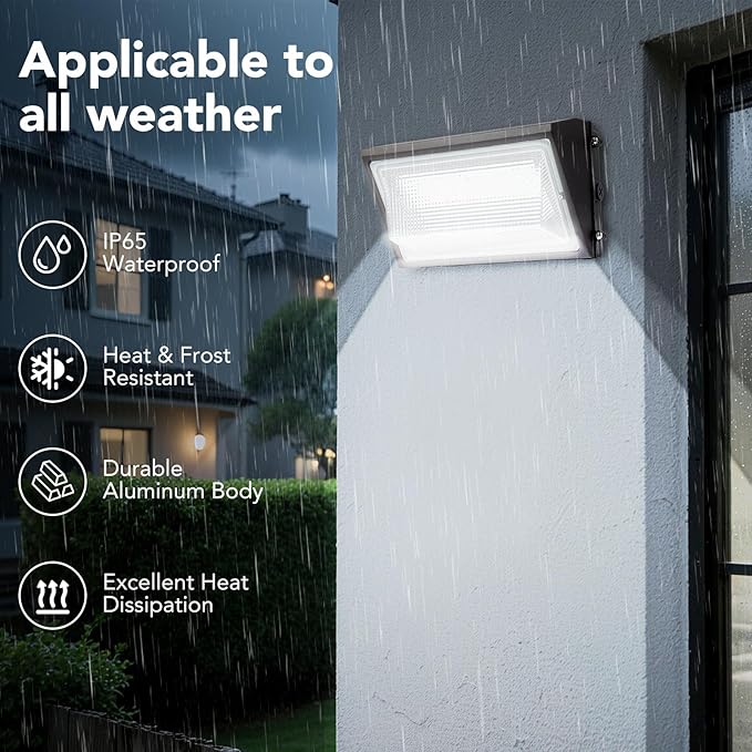 120W LED Wall Pack Light Dusk to Dawn,5000K 16000LM Wallpack Light with photocell,100-277V 800W HPS Equivalent,Waterproof Outdoor Commercial Industrial Security Lighting for Warehouse, ETL Listed