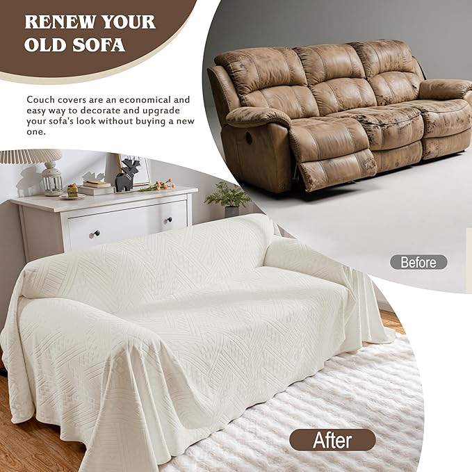 Waterproof Couch Cover, Reversible Washable Anti-Slip Loveseat Sofa Covers with 2 Cushions, Sectional Couch Covers for Pets, Sofa Slipcovers for Dogs Cats (71x91 in/Beige)