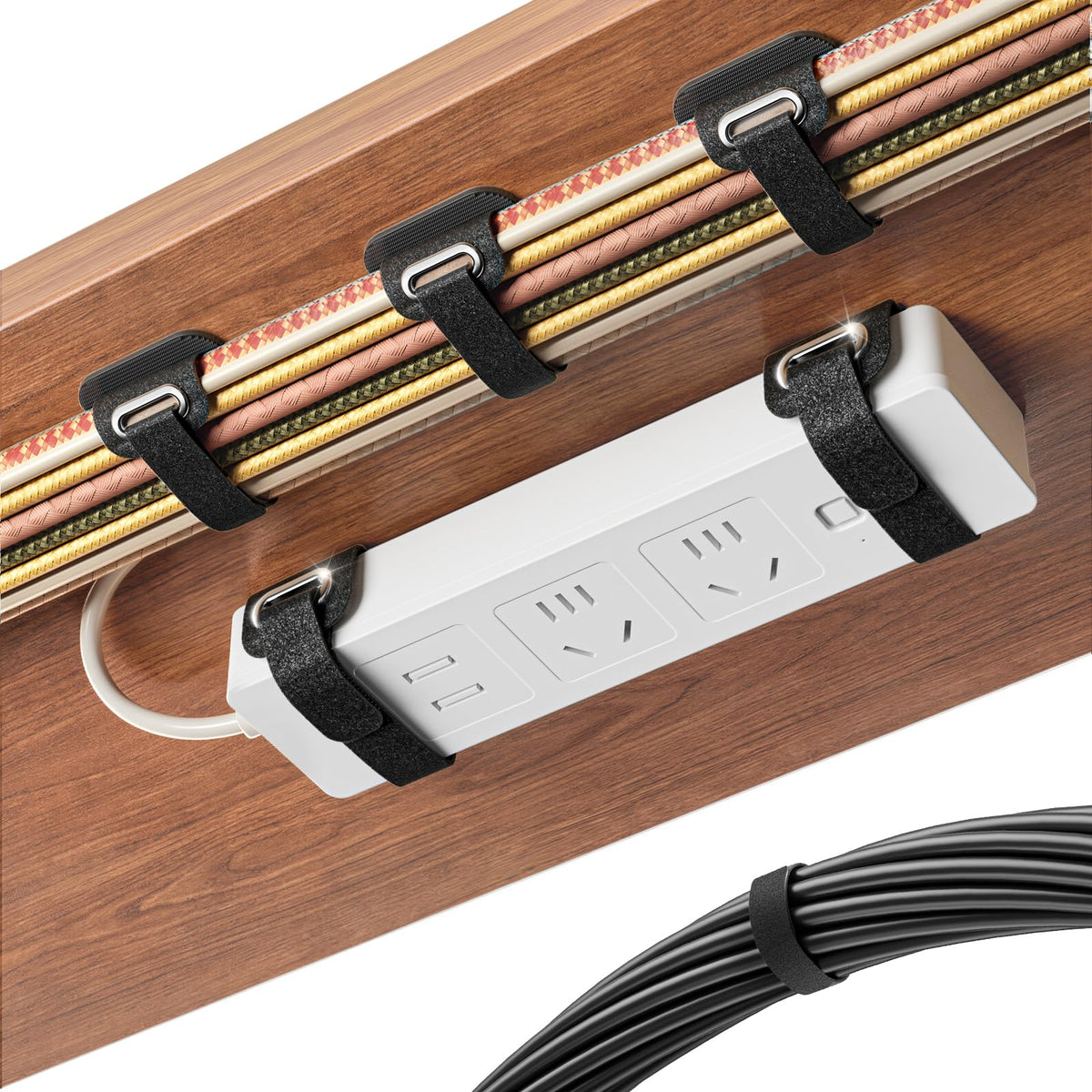 Cable Management Under Desk, Large Bundle Cord+Power | Cable Managemen - Image 1